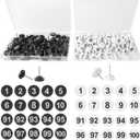 souG 200pcs Numbered Push Pin Tacks, 1-100 Sequential Number Tacks Push Pins, 11mm Diameter 16mm Length Thumbtacks for Maps, Presentations, Photo, Poster (Black and White)