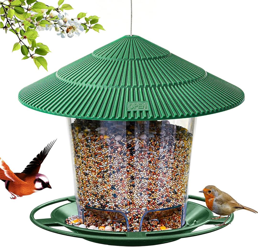 Hanizi Bird Feeder Outdoor Hanging for Wild Bird Seed, Green
