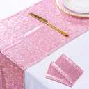 ShinyBeauty Fuchsia Pink Table Runners Pack of 2 Pink Gold Sequin Table Runners 12inx108in Rose Pink Sequin Table Runner 108" Xmas Table Runner for Coffee Table Wedding Table Linen Party Decorations