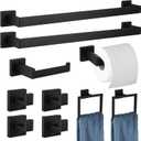 10-Pieces Matte Black Bathroom Accessories Set, 23.6 Inch Bath Towel Bar Set, SUS304 Stainless Steel Bathroom Towel Holder Set, Towel Racks for Bathroom Wall Mounted.