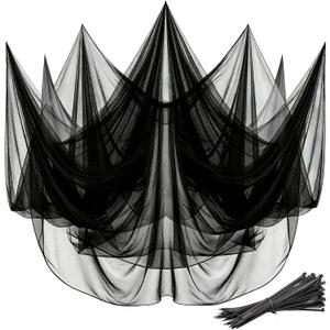 Mosquito Netting,10x50 FT Mosquito Mesh Net,Insect Bird Bug Screen for Patio Garden Vegetables Fruits Protection,Black Bed Curtains with 100 Pcs Straps