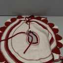 Vctops Red and White Banner Knitted Christmas Tree Skirt 48 Inch Large Vintage Thick Knit Xmas Tree Mat for Holiday Party Indoor Decorations (Red,Diameter 48")