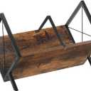 YINMIT Vinyl Record Holder, 80-100 LP Vinyl Record Storage Rack, Quick Assembly Vinyl Record Display, Retro Style Organizer for Magazine, Book, Files, Albums (Rustic Brown, 1 Tier)