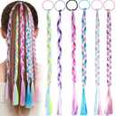 6Pcs Rainbow Ponytail Extension, Colored Hair Accessories for Girls, Elastic Tie-On Synthetic Ponytail Accessories for Girls, Daily Wear & Parties (Rainbow Colors)