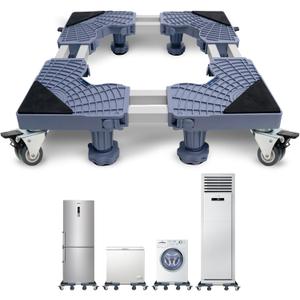 Washing Machine Stand with Wheels, Furniture Dolly with 8 Strong Feet, Adjustable Mini Fridge Stand Appliance Roller for Washer, Dryer, Refrigerator