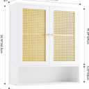 Bathroom Wall Cabinet, Bamboo Over-The-Toilet Storage Organizer with 2 Rattan Doors and Adjustable Shelf, Space Saver Medicine Cabinet for Laundry, Kitchen, Living Room (White)