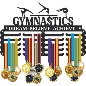 SUPERDANT Sports Medal Hanger Display Medal Holder Wall Mount Medals Hanging Hooks Medal Holder for Wall Matte Black Metal Display Rack Iron Race Ribbon Award Organizer Gifts for Athletes