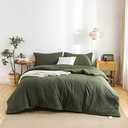 COTTEBED Ultra-Soft King Bedding Comforter Sets Bed, All Season Use Light Weight with Warm Fluffy Washed Cotton Microfiber,1 Bed Blanket Comforter & 2 PillowSham(King/California King Dark Olive Green