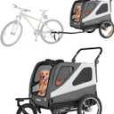 VEVOR Dog Bike Trailer, Supports up to 100 lbs, 2-in-1 Pet Stroller Cart Bicycle Carrier for Small & Large Dogs, Easy Folding Frame with Quick Release Wheel, Universal Bicycle Coupler, Internal Leash