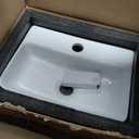 Small Wall Mount Bathroom Vessel Sink 13"x12" Rectangular Floating White Porcelain Ceramic Wall Hung Vanity Basin Sink for Tiny Home,RV,Bathroom, 13.3"x11.5"x4.7"