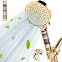 Cobbe Filtered Shower Head with Handheld, High Pressure 6 Spray Mode Showerhead with Filters, Water Softener Filters Beads for Hard Water - Remove Chlorine - Reduces Dry Itchy Skin, Egyptian Gold