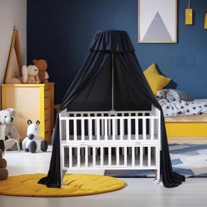 Crib Black Cover, Baby Crib Netting Canopy to Keep Baby in Blackout Crib Tent and Mosquito Net for Indoor or Outdoor (Holding Stick not Included)