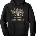 Queens Are Born In November - Cute Girls Birthday Gift Pullover Hoodie, Size S