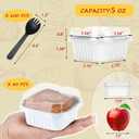 5oz/80pack Mini Cake Pans with Lids,LNYZQUS Foil Cupcake Cups Small Brownie Baking Tins,Square Disposable Ramekins Mini Cheesecake Containers Muffin Holders-White