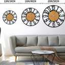 LEIKE Large Wall Clocks,Silent,Non Ticking,Battery Operated Rustic Round Modern Big Wood Wall Clock for Living Room, Bedroom,Kitchen,Farmhouse,Office,Home Decor, 16 in