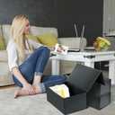 4X6 Index Card Holder, Index Card Storage Box 4 x 6 Inches, Fits 2400 Flash Cards - 2 Pack, Black