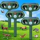 2025 Solar Ultrasonic Animal Repellent Outdoor Solar Animal Repeller with Motion Detection Cat Repellent Outdoor Deer Deterrent Device to Scare Rabbit Fox Bird Squirrel Skunk Repellent for Yard(4PACK)