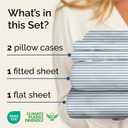 Striped Sheets - Blue & White Striped Sheets - 1 Flat & 1 Fitted & 2 Pillowcases w/ Deep Pockets Comfy, Wrinkle & Fade Free - Soft, Breathable & Cooling - Luxury Pinstripe Bedding - King Size Set