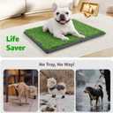 Portable Dog Grass Pad with Tray 20''x30'': Dog Litter Box with Artificial Grass Patch Bathroom Mat & Washable Pee Pad for Puppy Potty Training, Pet Loo Indoor Outdoor Use for Patio Balcony Apartment