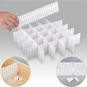 Momoi 42Pcs Drawer Dividers,Adjustable Drawer Organizer with Fixed Buckle,14.9in*4.33in,Drawer Organizer for Socks, Underwear, Makeup, Kitchen, Bedroom, Dresser,White(38 * 11cm 42PCS)