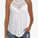 Women Sexy Sleeveless Lace Crochet Dressy Flowy Tank Top Cute Summer Shirts, S