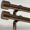 2 Pack Curtain Rods 48 to 86 Inches,1 Inch Curtain rods for Windows, Hanging Curtain Rod & Wall Mount with Brackets Heavy Duty Rod,End Cap Single Rod, Antique Bronze