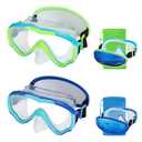 RUIGAO 2PK Kids Goggles Age 6-14, Diving Mask Elastic No TangleStrap, Swimming Goggles with Nose Cover