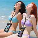 2 x IPX8 Floating Waterproof Dry Bag 2-Pack, 7.2 Inch Waterproof Phone Pouch for iPhone 16/15/14 Pro Max Galaxy S24/S23 Adjustable Lanyard + wrist strap Beach Swimming Travel Essentials Black