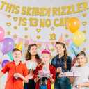 Skibidi Rizzler Birthday Banner Decorations - This Skibidi Rizzler Is 13 No Cap Gold Glitter Banner, Pre-Strung Stars Hearts Garland Ideas Funny Zoomer Gen Z Slang 13th Birthday Party Supplies