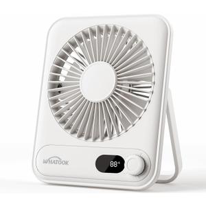 WHATOOK Small Desk Fan Personal Fans: 5000mah 25 Hours Battery Office Quiet Mini Desktop Fan Portable Rechargeable Travel Essentials (White, 2000)