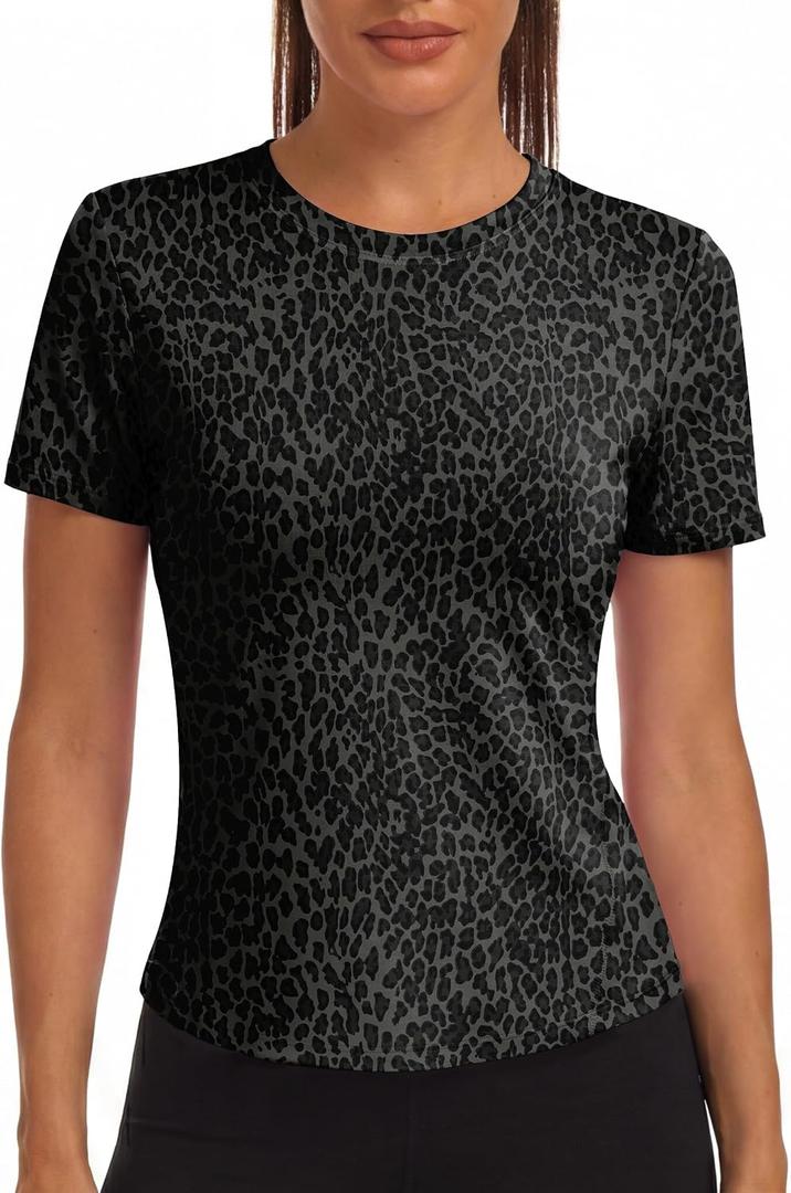 Alaroo Womens Summer Tops Short Sleeve Shirts Crewneck Basic Tee (Black)