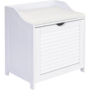 Household Essentials Single Load Hamper Cabinet Seat, White