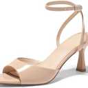 Coutgo Womens Kitten Heels Sandals Pointed Open Toe Ankle Buckle Strap Summer Dress Shoes Size 6