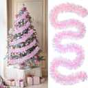 17 ft Pink Christmas Tinsel Garland Metallic Garland Light Glittering Decoration for Valentine Birthday Wedding Party Holiday Festivities Indoor Outdoor Home Supplies(Classic)