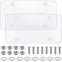 Datanly 6 Pack Clear License Plate Covers Unbreakable Novelty Licenses Plate Protector 12.2"x6.3" Novelty Clear Bubble Protector License Plates Frame for Car Tag, Front and Back with Fastening Screws
