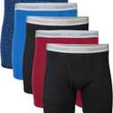 Gildan Men's Underwear Boxer Briefs, Multipack (Black/Garnet/Royal/Diamond (X-Large, 5-pack, Classic Length)