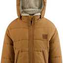 LONDON FOG Baby Boys' Heavyweight Puffer Jacket Fleece-Lined Brushed Microfiber Winter Coat (Beige), Size: 24M