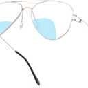 Aviator Bifocal Reading Glasses for Women Men Progressive Blue Light Blocking Dual Focus Readers Classic Double Bridge (Silver, 2.5+)