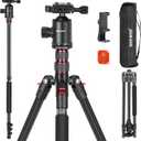 NEEWER 77” Camera Tripod Monopod with Phone Holder, Portable Travel Tripod with Remote, 360° Ball Head, 2 Axis Center Column, Arca QR Plate and Bag, Aluminum DSLR Tripod 34lb Max Load, TP77