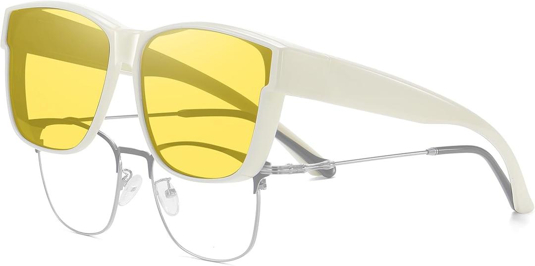 HAOLOTA Night Vision Driving Over Glasses, Nighttime Glasses Men Women Anti Glare Yellow Tinted Lens Lightweight