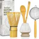 Matcha Whisk Set 5pcs  Bamboo Matcha Whisk (Chasen), Whisk Holder, Chashaku Scoop, Spoon, Fine Mesh Sifter, Starter Matcha Kit for Beginners, Tea Ceremony Gifts
