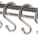 24PCS Metal Shower Curtain HooksRust Resistant S Shaped Hooks Hangers for Shower Curtains, Kitchen Utensils, Clothing, Towels, etc.(Nickel)