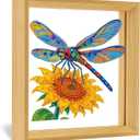 2 x Eiflow Tabletop Diamond Art with Wood Frame, Desktop Diamonds Painting Kit for Adults Dragonfly, DIY Acrylic Gem Art Painting on Stand Board Kit
