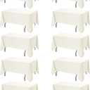 10-Pack Ivory Tablecloths for Rectangle Tables, 70 x 108 Inches, Stain-Resistant Polyester Fabric for 6 Foot Tables - Washable Table Covers for Weddings, Banquets, Birthday Parties, Events