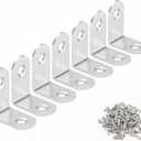 Stainless Steel Corner Brace, 20-Pack 90 Degree Right L-Shaped Metal Corner Connector Joint Plate, Heavy Duty for Furniture, Shelf, Cabinet, DIY Woodworking Projects with 60PCS Screws 1.2x1.2x0.6in