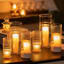 Glasseam Hurricane Glass Candle Holders, 6 Flower Vase for Pillar Candles