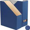 LifeSto Magazine Holder - File Holder and Desk Organizer, Paperboard Book Organizer and Storage Box for Documents, Magazine Holder Rack for Classroom, Home, and Office (Classic Blue, 2-Pack)