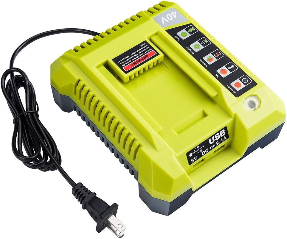 40V Charger for Ryobi Battery Charger Replacement OP401 Compatible with Ryobi OP4015 OP4026 OP4026A OP4030 OP4040 OP4050 OP4050A OP4060 OP40261 OP40301 40V Battery