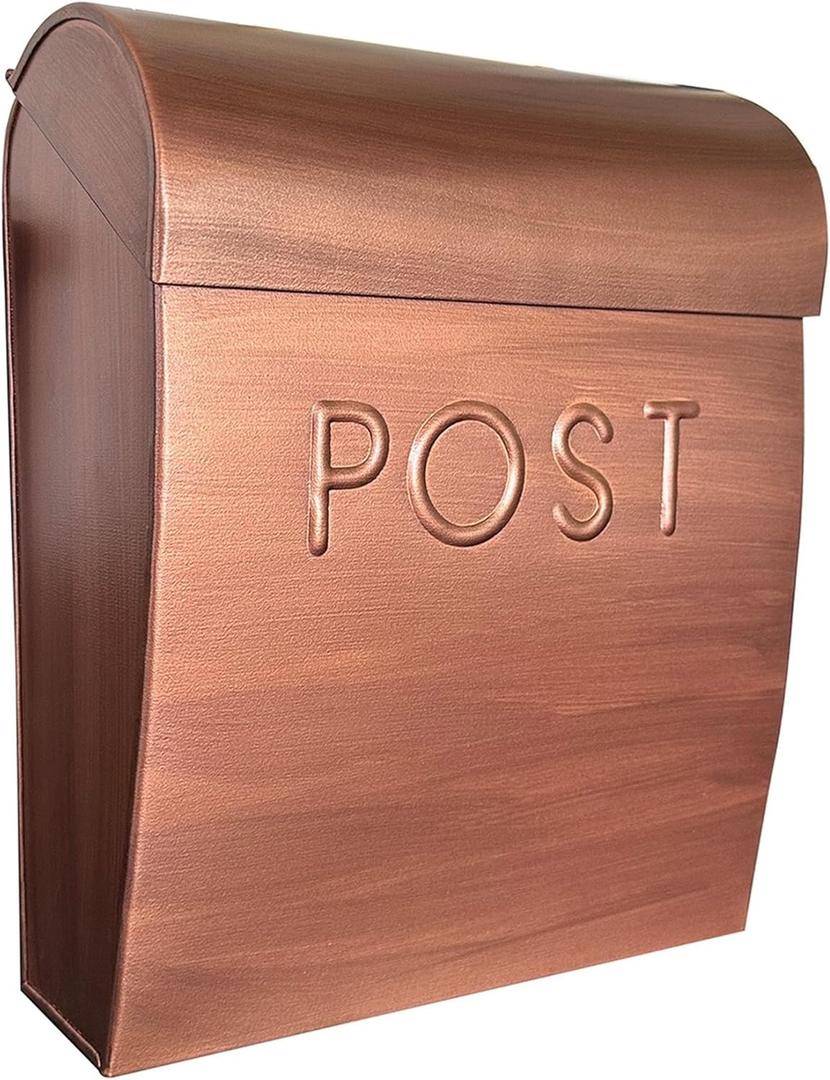 NACH Wall Mount Mailboxes for Outside, 12.75 x 10.75 x 5 inches, Copper Mailboxes for Outside Wall Mount, Waterproof - The Sylvia Mailbox