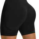 Athletic Workout Bike Shorts for Women, Seamless Squat-Proof - High Wiast Butt Lifting, Spandex Shorts for Gym Yoga Runing (Medium, Black)